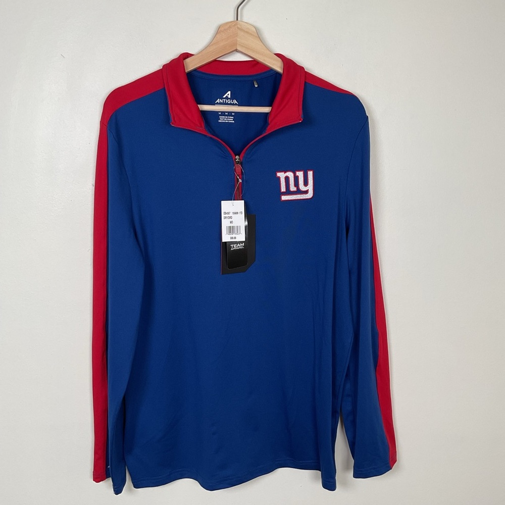 Men's New York Giants Antigua Royal Quarter-Zip Lightweight Pullover Size Medium